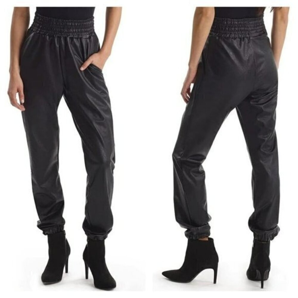Commando Faux Leather Smocked Jogger - Black SLG68
